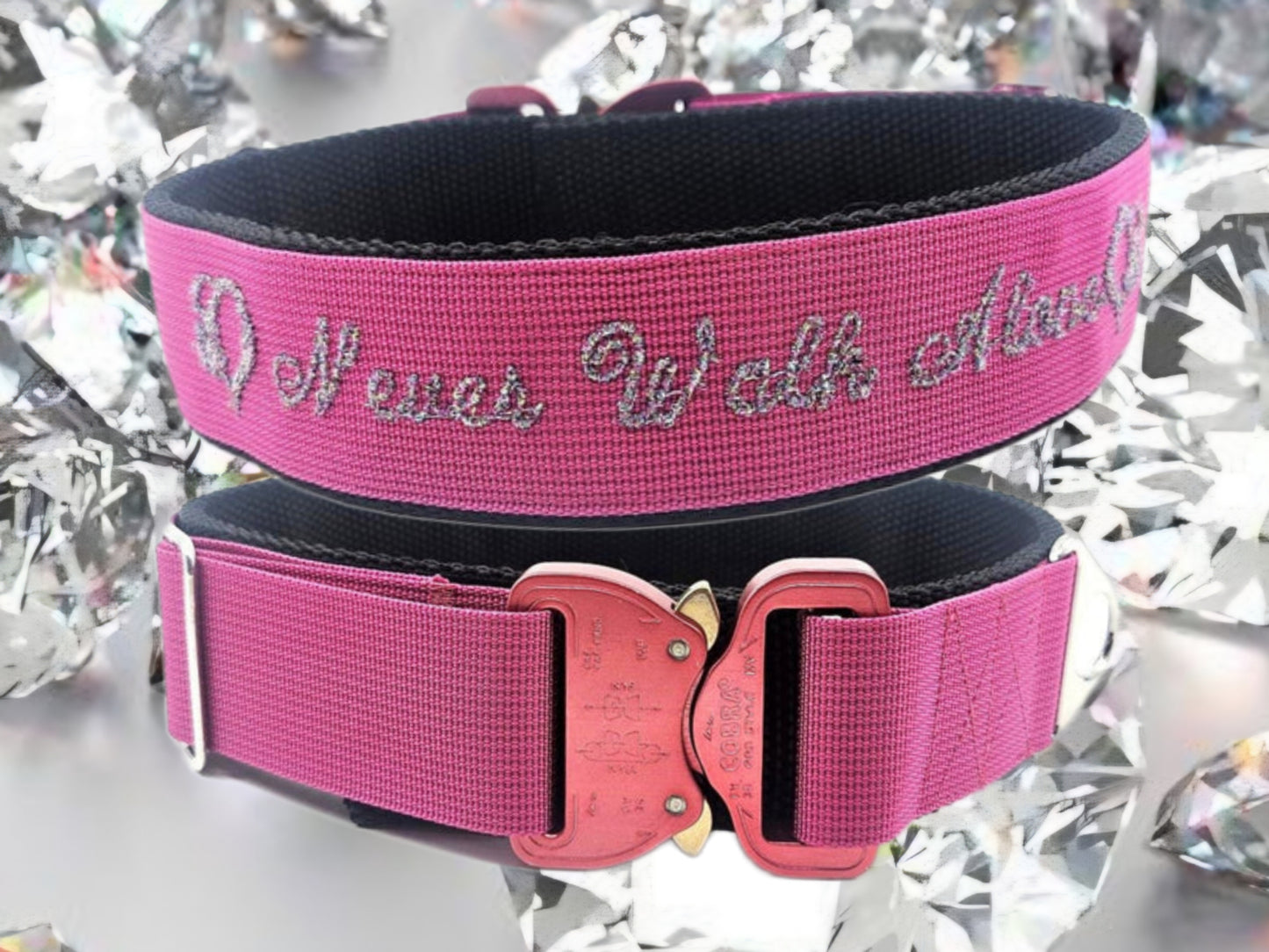HALSBAND - NEVER WALK ALONE PINK 💗🐾 49–55 cm