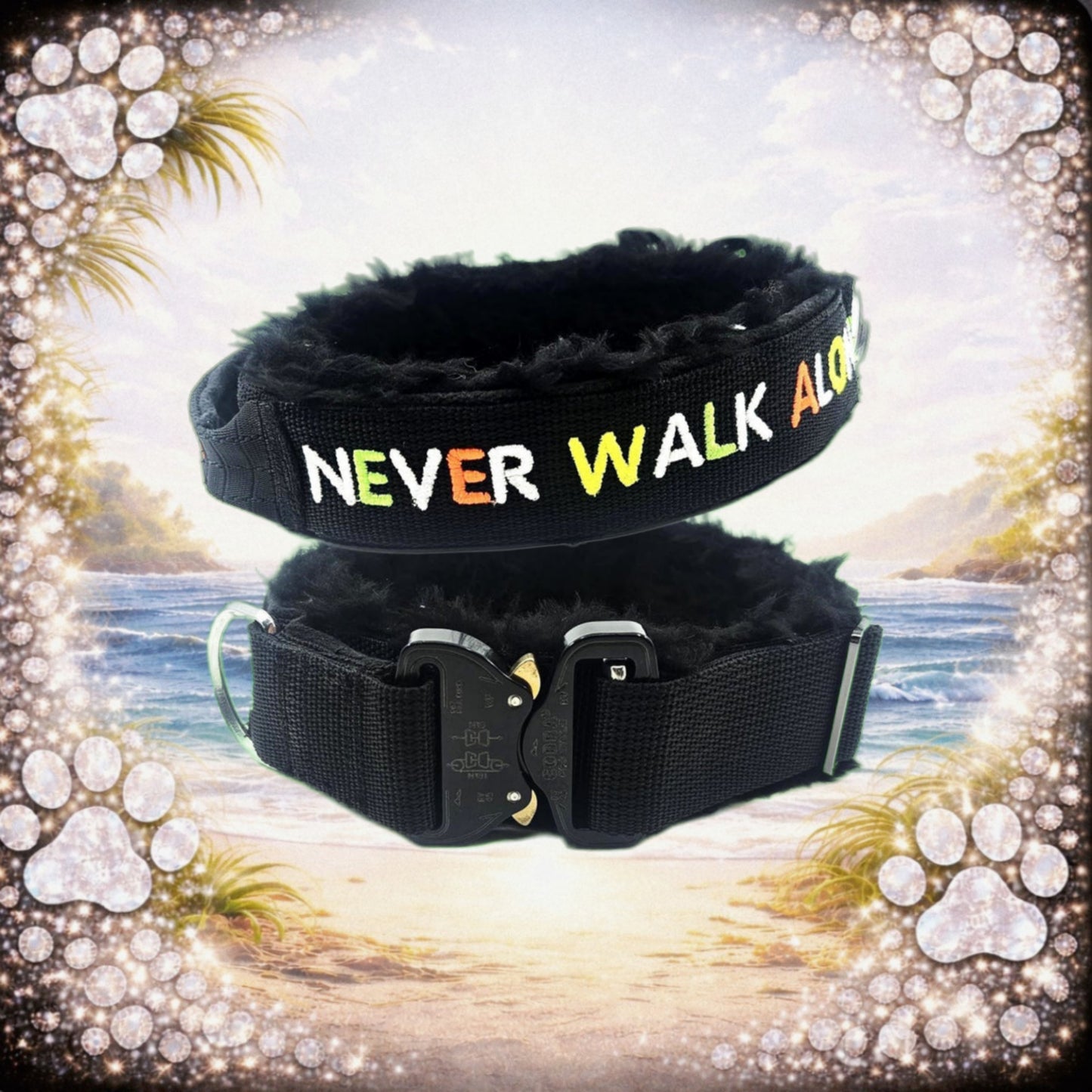 HALSBAND -NEON NEVER WALK ALONE 👣🐾 52–57 cm