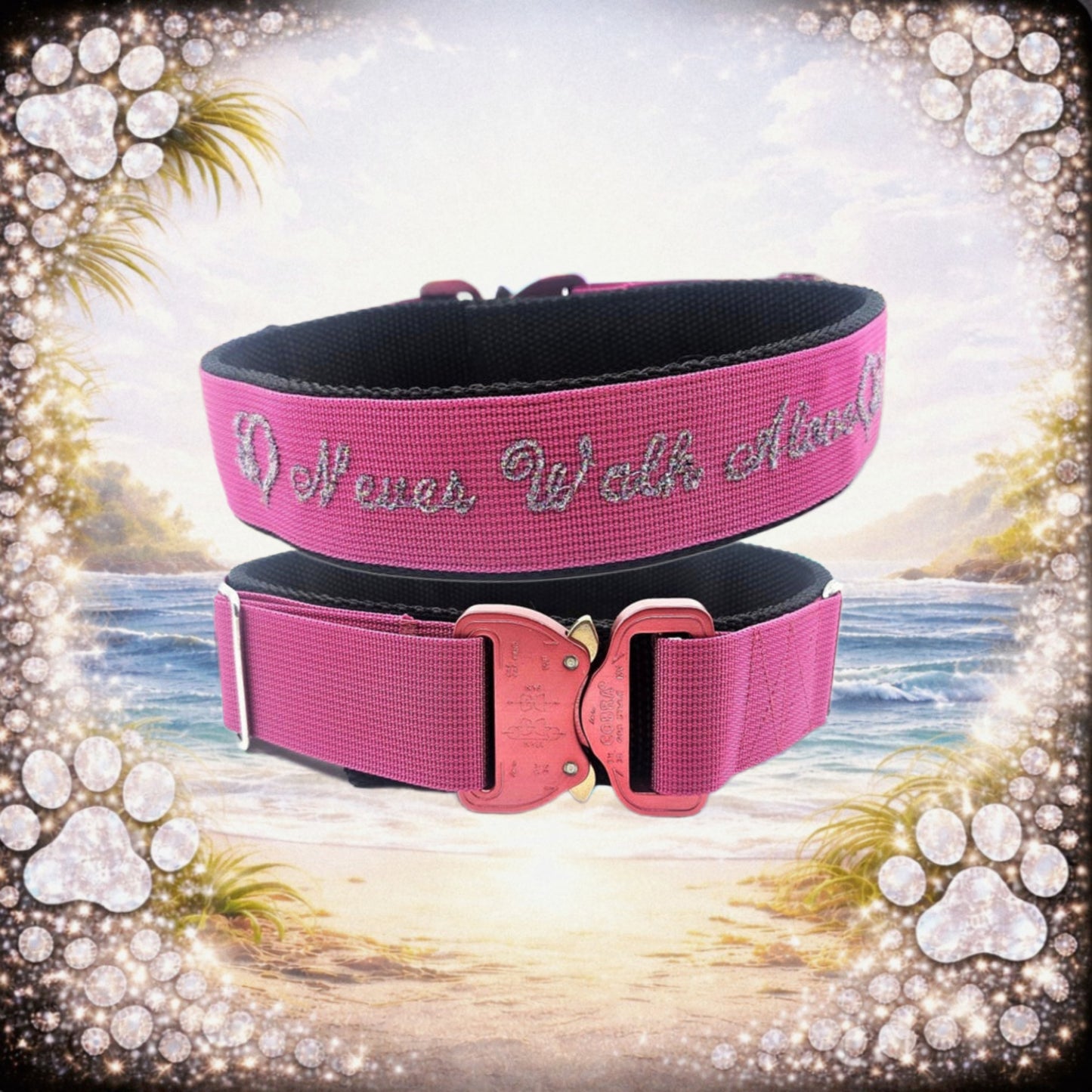 HALSBAND - NEVER WALK ALONE PINK 💗🐾 49–55 cm