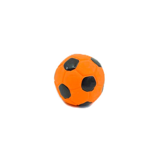 HUNDESPIELZEUG 🔊 - Mini-Fussball aus Latex – orange/Schwarz, Ø 5 cm ⚽