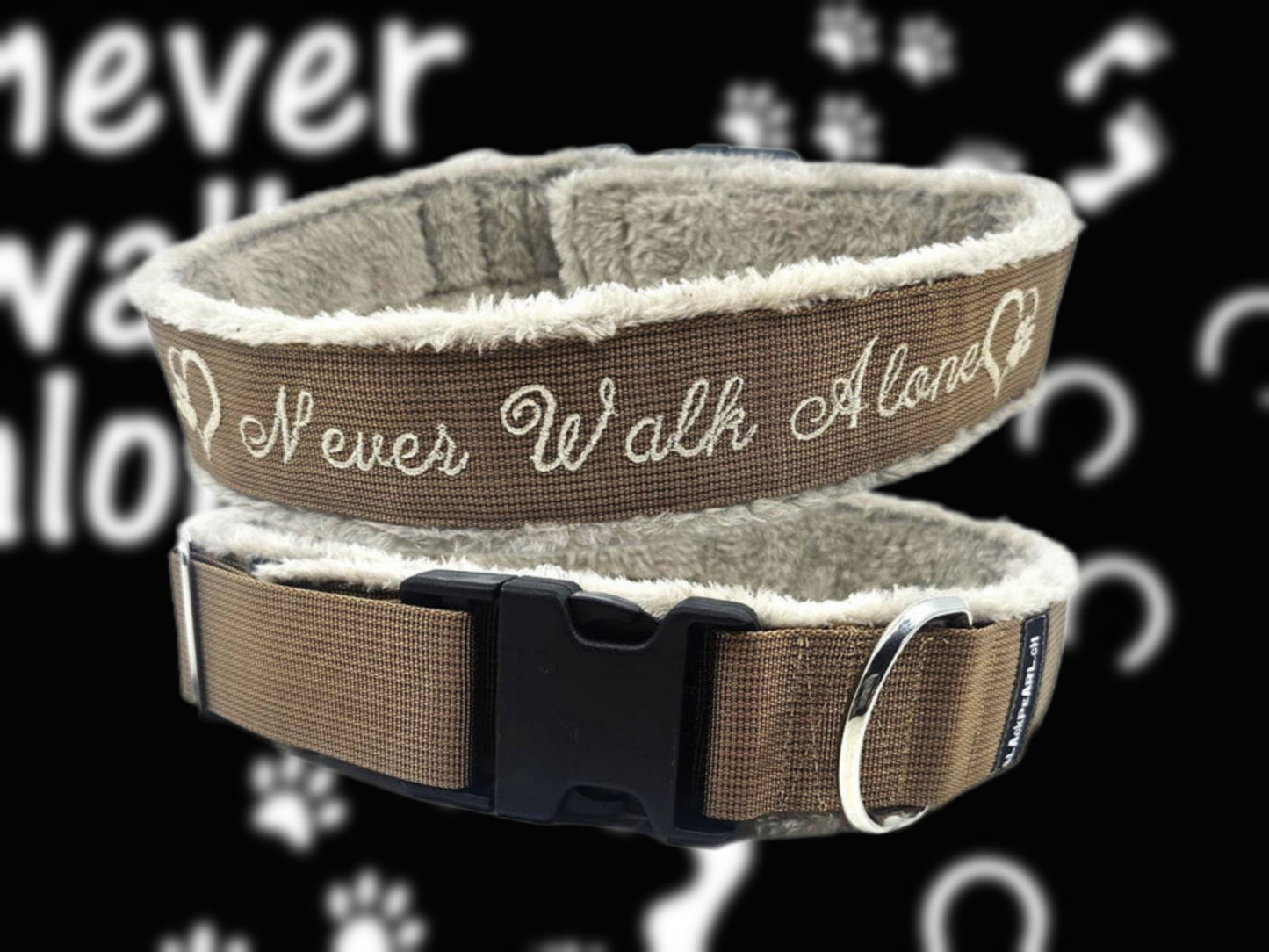 HALSBAND - NEVER WALK ALONE BROWN 💖🐕 57–62 cm