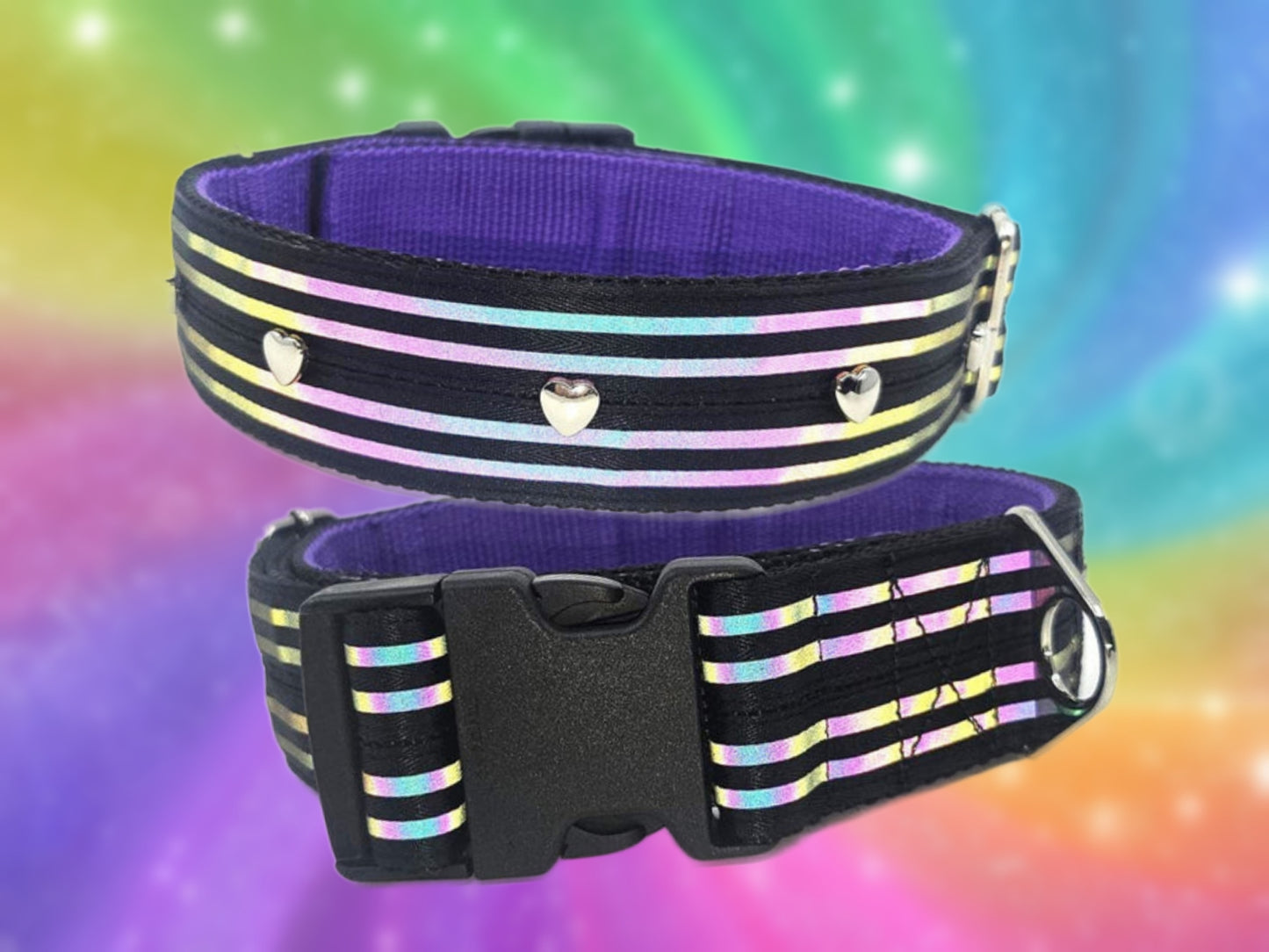 HALSBAND - REFLECTIVE RAINBOW 🌈✨ 45–54 cm