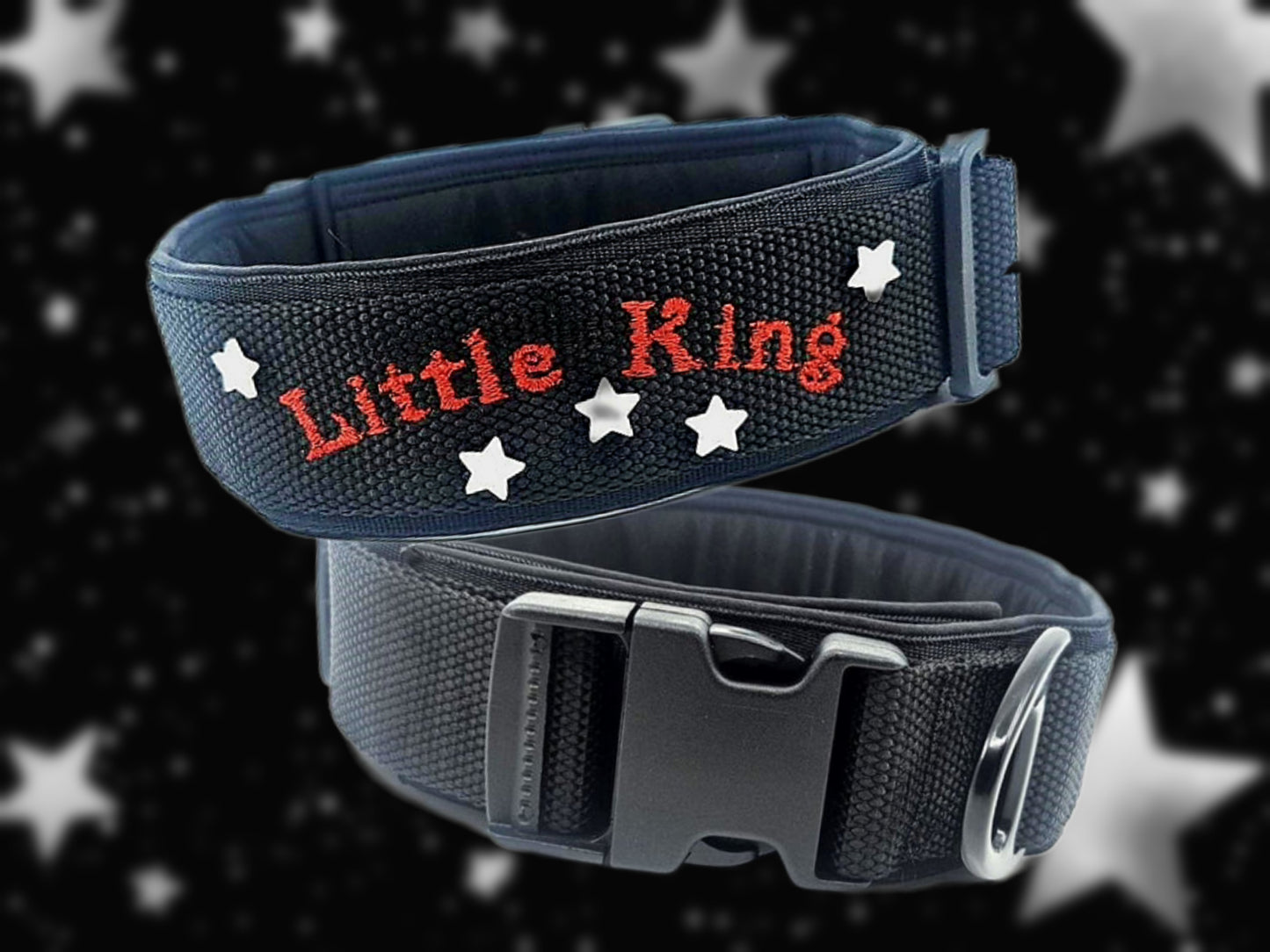 HALSBAND - WHITE STAR LITTLE KINGE 👑⭐ 43–51 cm