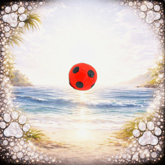 🔊 - Mini-Fussball aus Latex – Rot/Schwarz, Ø 5 cm ⚽