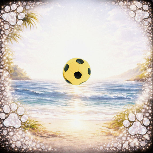 🔊 - Mini-Fussball aus Latex – gelb/Schwarz, Ø 5 cm ⚽
