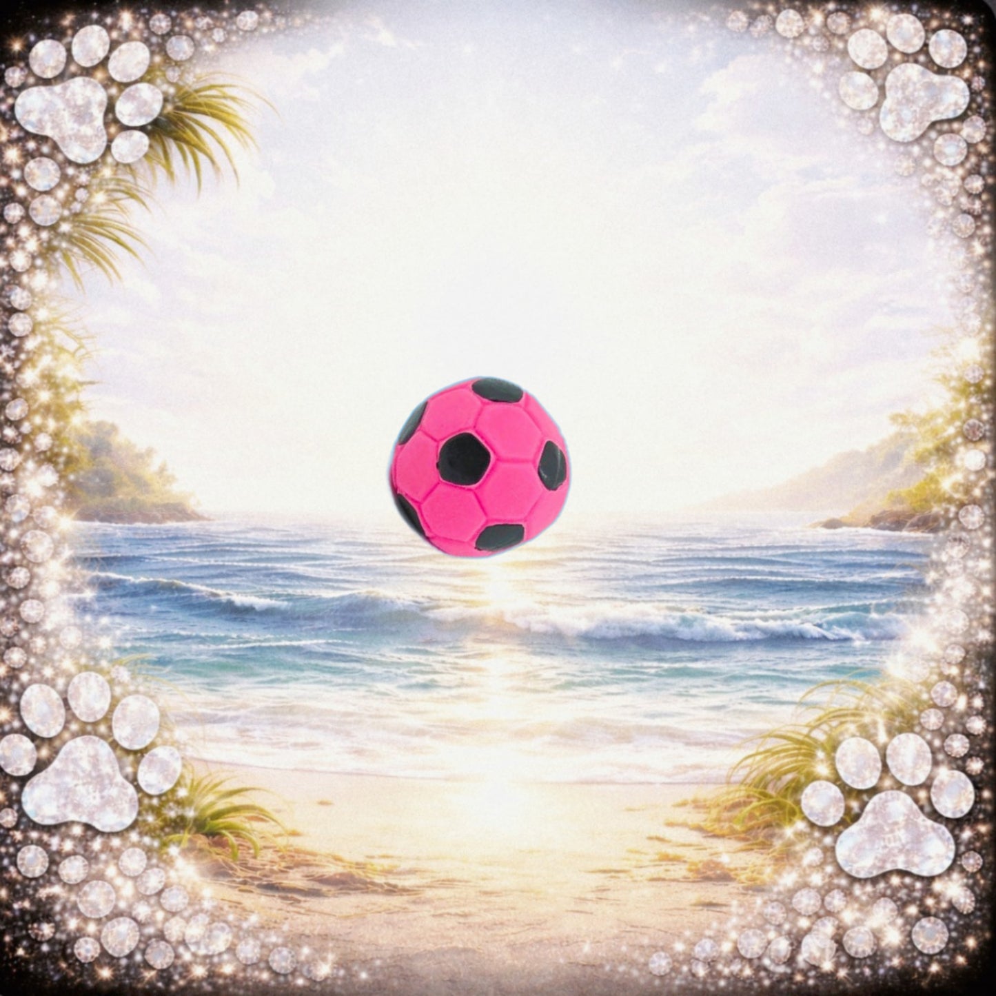 🔊 - Mini-Fussball aus Latex – pink/Schwarz, Ø 5 cm ⚽