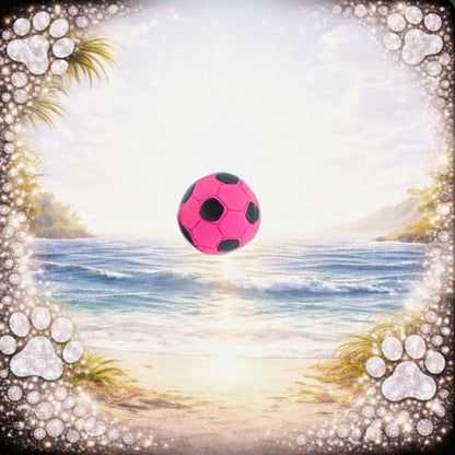 🔊 - Mini-Fussball aus Latex – pink/Schwarz, Ø 5 cm ⚽