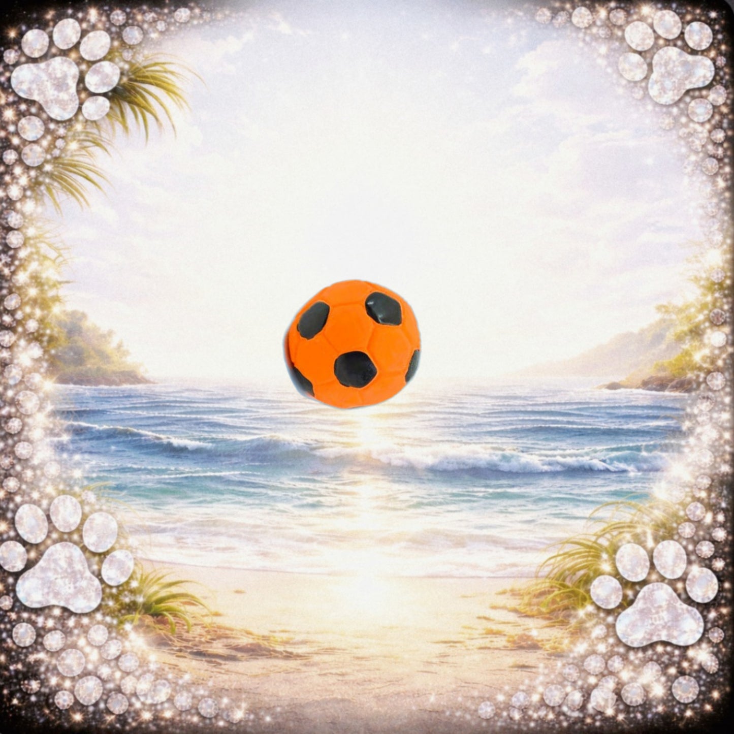 🔊 - Mini-Fussball aus Latex – orange/Schwarz, Ø 5 cm ⚽