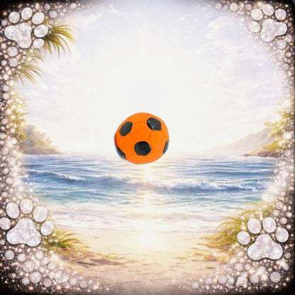 🔊 - Mini-Fussball aus Latex – orange/Schwarz, Ø 5 cm ⚽